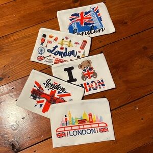 5 London England Themed Small Bags with zipper